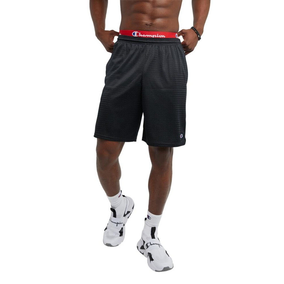 Champion Mesh Gym  Lightweight Athletic Shorts for Men (Reg. or Big  Black C Patch Logo  X-Large Tall