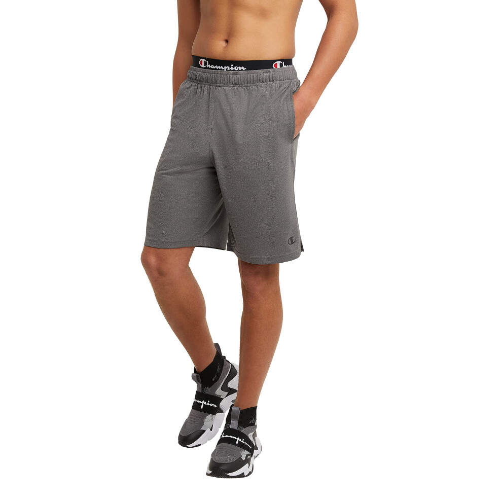 Champion Sport  Moisture Wicking  Athletic Men  Gym Shorts (Reg. or Big  Granite Heather C Logo  Large Tall
