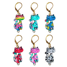 Sexyppl 6 Stck langschwnzige Katze zum Hkeln, abnehmbare Maschenmarkierer zum Stricken und Hkeln, 6 Tabby-Katzen, niedliche Metallanhnger, Gesch