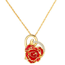 Colares com Pendente de Rosa AliveRose para Mulheres, Colar de Rosa Dourado 24K - Presente Ideal para Ela