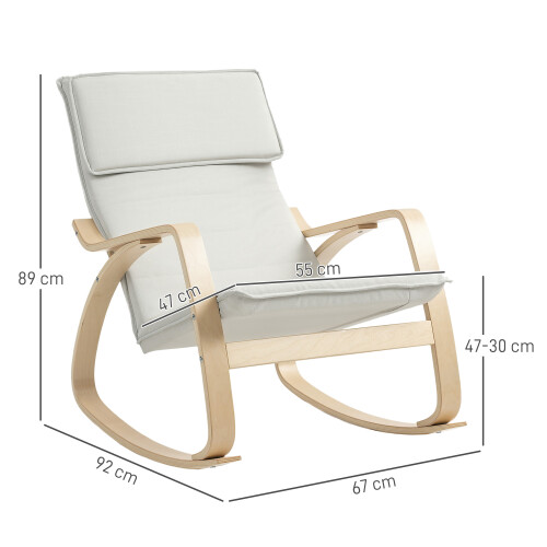 Homcom HOMCOM Comfortable Relax Rocking Chair with High Back, Cream White 1