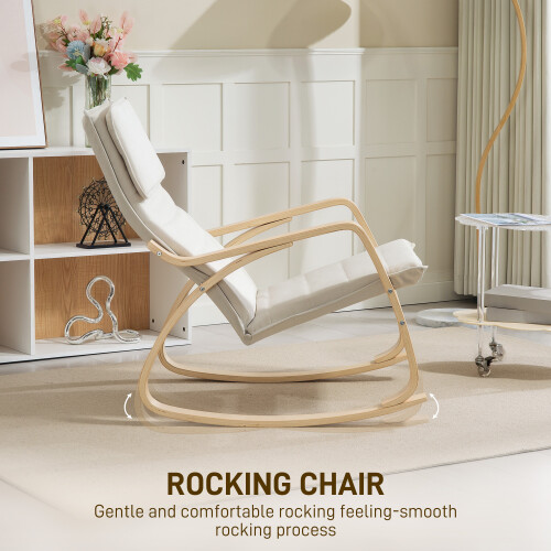 Homcom HOMCOM Comfortable Relax Rocking Chair with High Back, Cream White 2