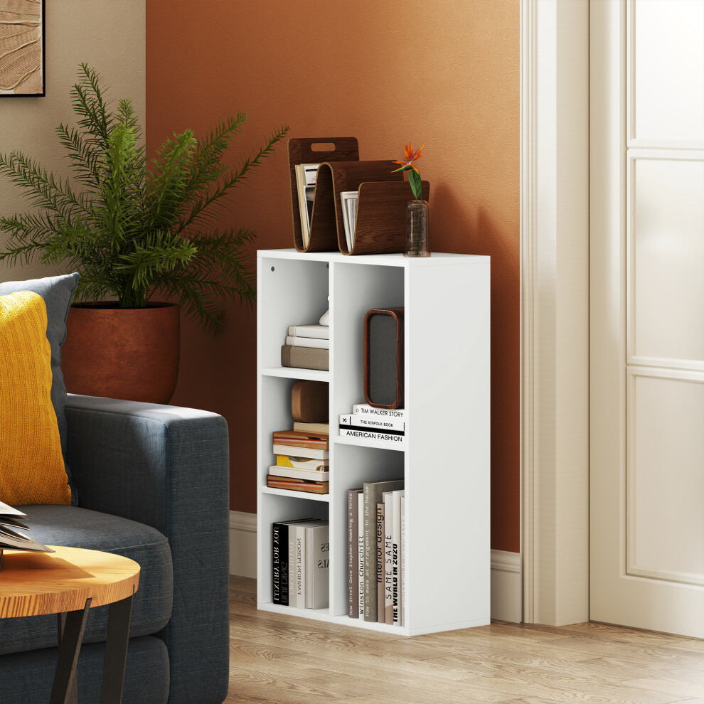 HOMCOM 5 Shelf Bookshelf - White - Image 4