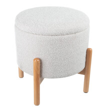 Lavish Home Opberg Ottoman-Ronde Voetsteun of Organizer met Verwijderbare Top voor Woonkamer, Klein, Grijs