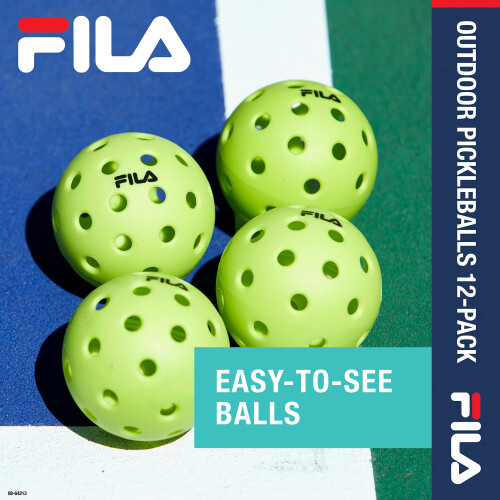 Fila FILA Αξεσουάρ Μπάλες Pickleball Εξωτερικού - Σετ 12 Μπάλες, Κανονικού Μεγέθους (Λαχανί) 1