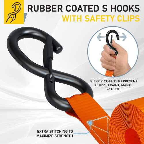 AUGO Cintas de Ratchet Pesadas 4 Pack - 15 FT - 2200 LB Força de Quebra 2