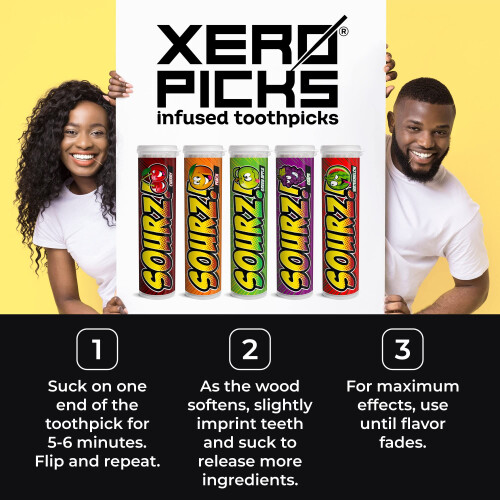 Xero Picks - Toothpicks με Γεύσεις Sourz για Μακρά Διαρκή Φρεσκάδα - 100 Picks - 5 Πακέτο - Ποικιλία 1
