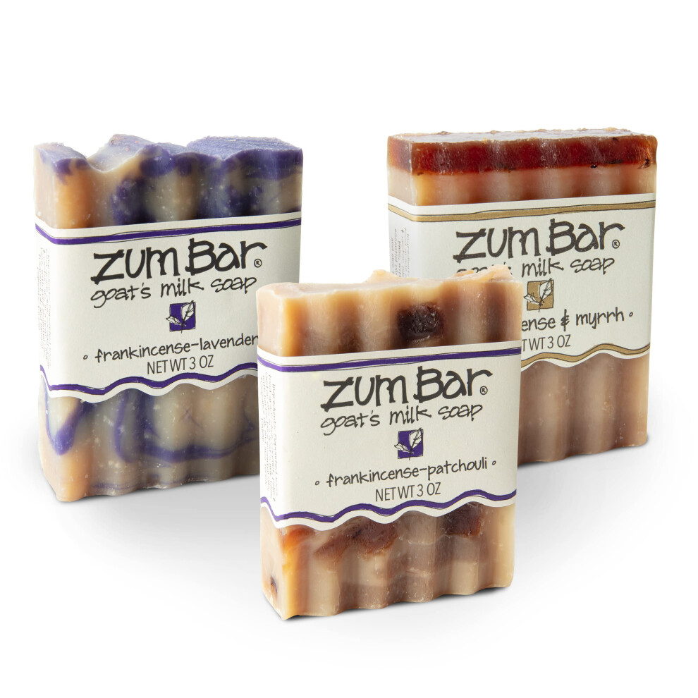 Zum Lavender Bar Goat's Milk Soap - Frankincense Blends - Frankincense & Myrrh Frankincense-Patchouli Frankincense - 3 Oz (3 Pack)