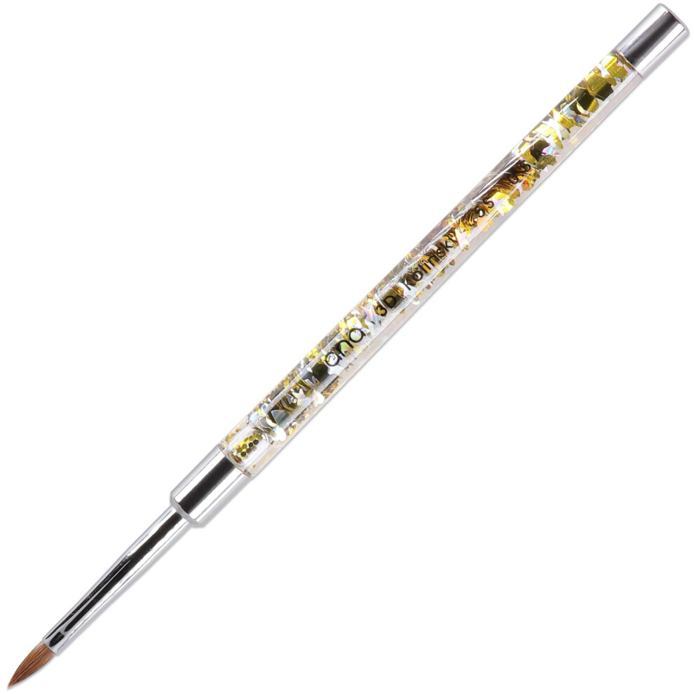Pana Gold 3D Kolinsky Nail Art Brush - Glitter Handle Size 5 - Acrylic Nail Art Sculpture Brush For Manicures Pedicure Salon Professional Or Beg