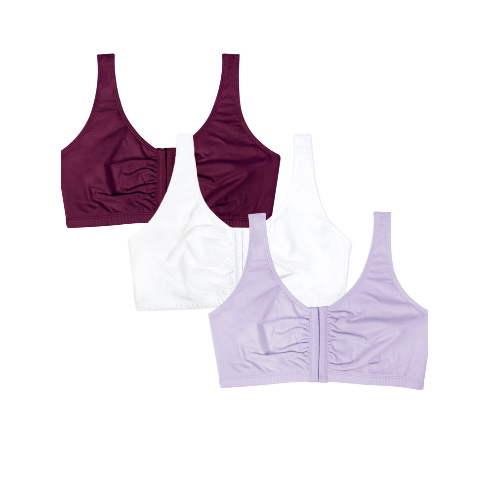 Fruit of the Loom Women's Front Close Builtup Sports Bra  Lilac Whisper/White/Purple Velvet  42