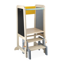 Janod - Torre de observacin de madera J09640 - Ajustable 2 alturas - 1 Paso de paso extrable 1 Blackboard 2 Chalks 1 Pincel - desde 18 meses