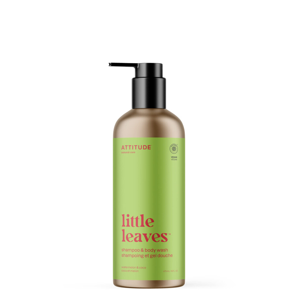Attitude Shampoo And Body Wash For Kids, Ewg Verified Hair And Body Cleanser, Dermatologically Tested Soap, Plant And Mineral Based Bath, Vegan, Refil