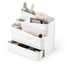 Umbra Glam Duze trzy szuflady Organizator kosmetyczny z gumowymi stopami i wyjmowanymi dzielnikami (bialy i szary)
