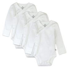 HonestBaby 3-Pack ?kologisk bomuld Lang?rmet Side-Snap Kimono Bodysuits ?rligt ren hvid 3 m?neder