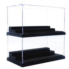Minifiguurvitrine voor actiefigurenblokken Stofdichte acrylvitrine met 3 beweegbare treden voor verzamelmodellen Minifiguren Bakstenen Blokken Speelg