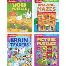 Highlights Puzzle Fun 2024: 4 Libri di Puzzle per Bambini da 6 Anni e Oltre, Sfide e Giochi da Viaggio