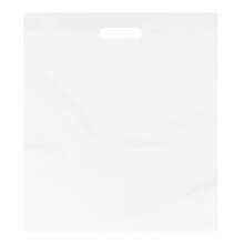 Purple Q Crafts Plastic Bag with Die Cut Handle Bag 15""""x18"""" White Plastic Merchandise Bags 50 Pack for Retail Gifts Trade Show and More