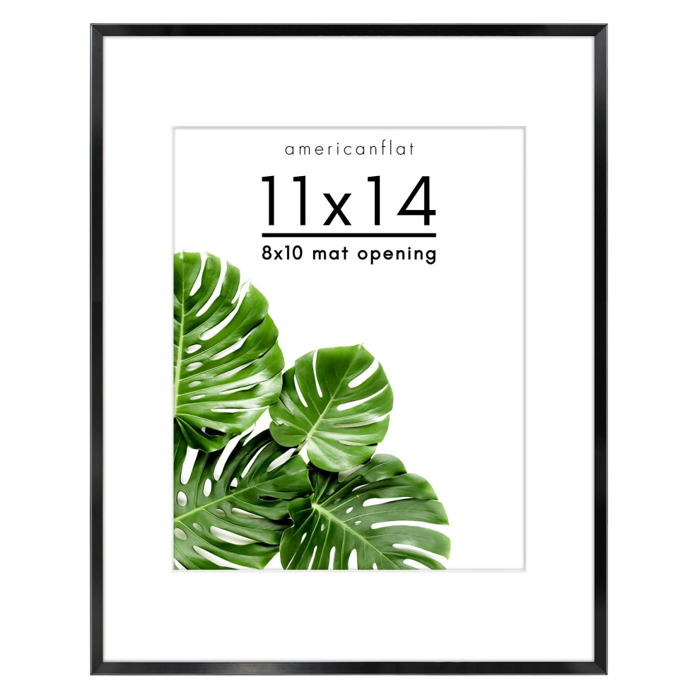 Americanflat Aluminium-Bilderrahmen 11X14 In Schwarz Verwendung Als 8X10-Bilderrahmen Mit Matte Oder 11X14-Rahmen Ohne Matte Bruchsicheres Gl-image