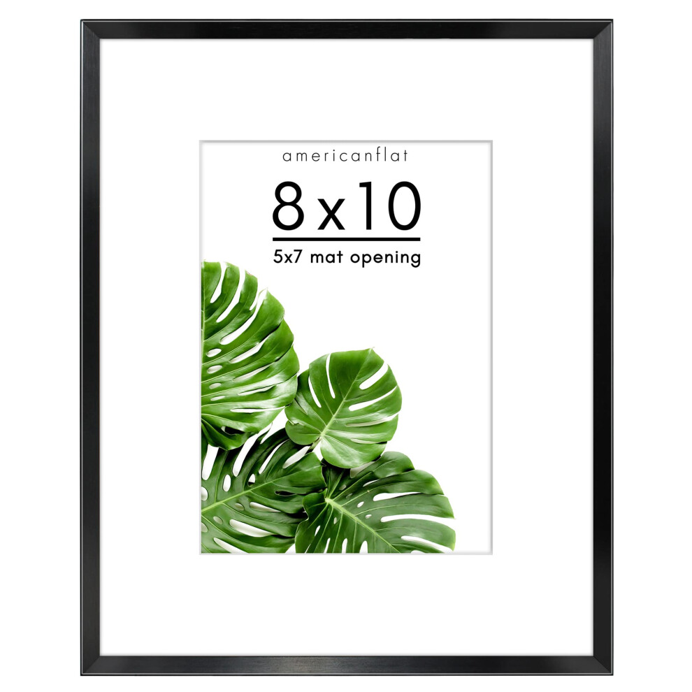 Americanflat Aluminium 8X10 Fotolijst In Zwart - Te Gebruiken Als 5X7 Fotolijst Met Passe-Partout Of 8X10 Lijst Zonder Passe-Partout - Onbreekbaa-image