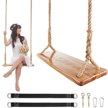 Houten Boomschommel Houten Schommel voor Volwassenen/Kinderen met 500 lbs Laadvermogen Verstelbaar Henneptouw Plus Boomriemen 100 inch Hangende Houte