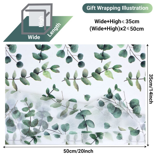 Bolsome 100 folhas 20 * 14 polegadas Papel de seda de eucalipto Vegetao Tecido de embrulho botnico Boho Herb Decor Tecido de embrulho de prima 1