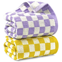 Jacquotha Kariertes Badetuch-Set in Gelb und Flieder, weiche, farbenfrohe Badetcher fr Badezimmer, Spa, groe Duschtcher, 2er-Pack, 55 x 27,5, dn