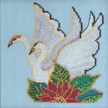 Kit punto croce con perline ""Cigni bianchi di Mill Hill"" 2023 Collezione Uccelli di Laurel Burch LB302312 Multi 5 x 5 pollici