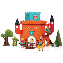 Playper Buildable Castle Playset 3-em 1 Puzzle + Craft + Playset para Fingir Play Play Educacional Aprendizando StoryTime Fun para crian   as idade