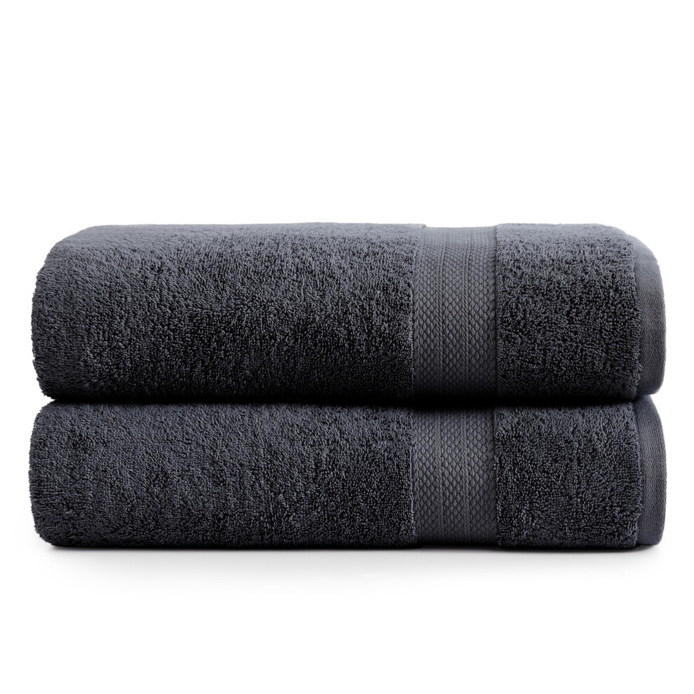 LANE LINEN Lot de 2 serviettes de bain et draps de bain 100 % coton, extra larges, de luxe, pour douche, 35 x 66 cm, noir
