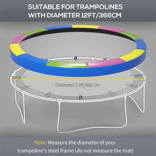 SPORTNOW 12FT Trampoline Pad Spring Cover, Waterproof, Multi-Colored 2