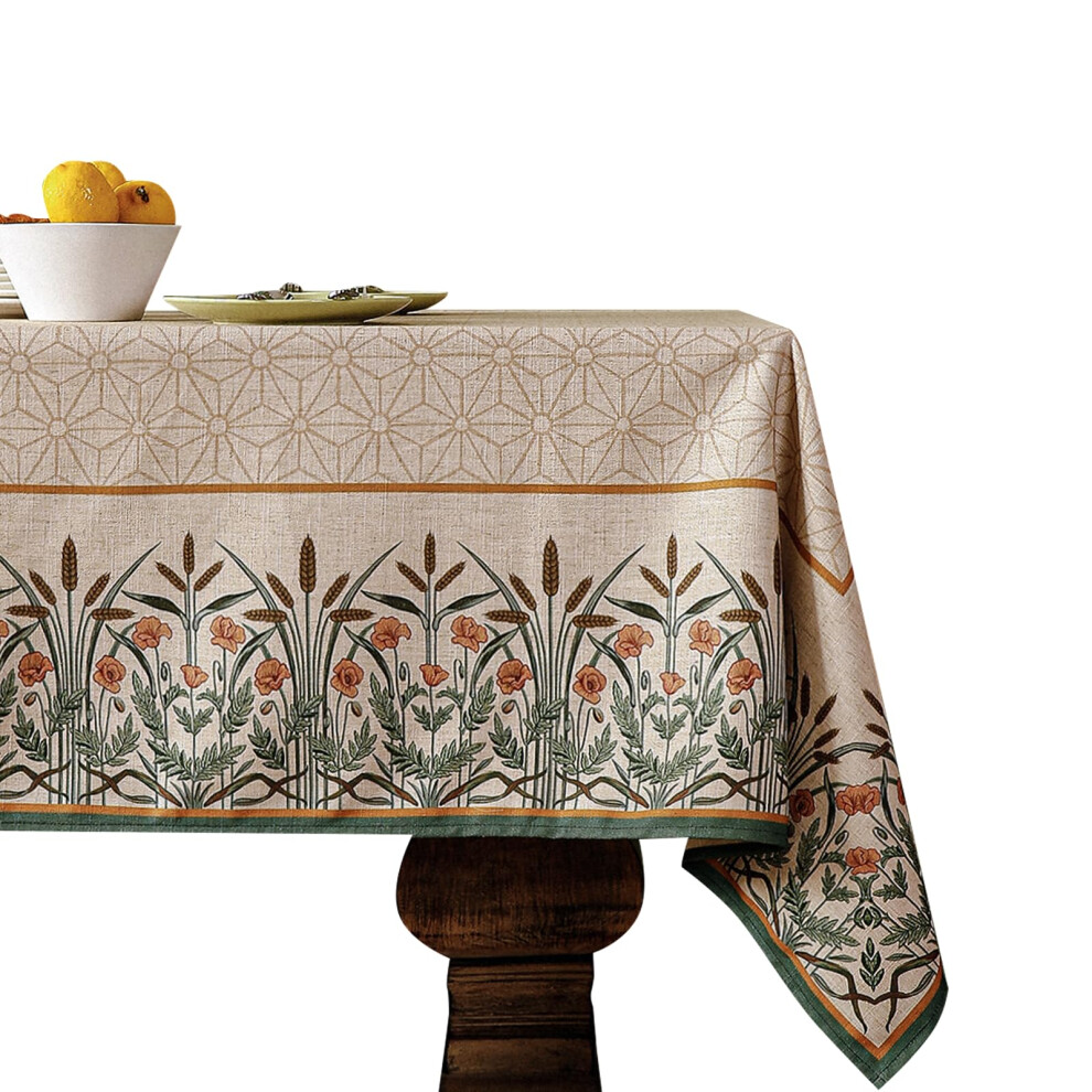 Nappe en lin     fleurs Patdrea, durable et respirante, d   corative, pour table rectangulaire, carr   e, pour f   tes, vacances, No   l, 140 x 221 cm