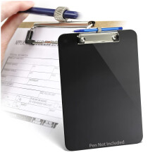 Officemate Kunststoff-Klemmbrett, Briefgre, flacher Clip mit Stifthalter, Schwarz (83075)