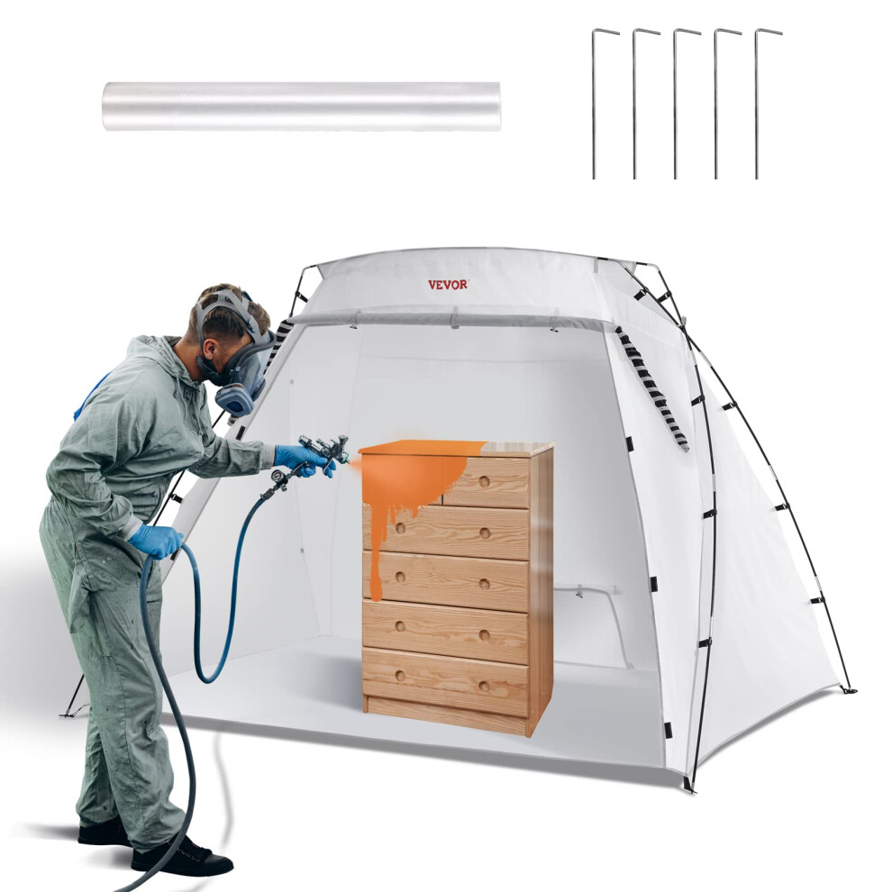 VEVOR Portable Paint Booth  Larger Spray Paint Tent with Built-in Floor & Mesh Screen  Painting Tent Station for Furniture DIY Hobby Tool  7.5x5.2x5.2
