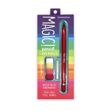 SNIFTY Magic Pencil - Gecomprimeerde grafietpunt is gelijk aan 100 potloden - rode houder + bijpassende dikke gum