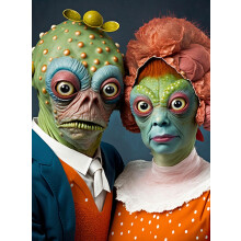Cross & Glory - Meet The Aliens: Vaxion and Lirien - 1000 Piece Jigsaw Puzzle for Adults | Unique and Colorful Artwork of an Alien Couple for Puz