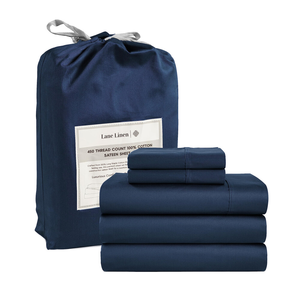 LANE LINEN Split King Sheets for Adjustable Bed - 100% Cotton Sheets  450 Thread Count 5 Pc Split King Sheet Set with 2 Twin-XL Fitted Sheets  Deep Po-image-OPC-PGBT7B9-NEW