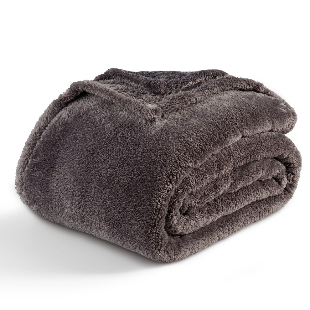 Berkshire Deken Klassieke Extra Zachte Pluche Deken Zachte, Pluizige, Langharige Deken Voor Bank, Slaapbank, Schaduwgrijs, 50X60 Inch-image