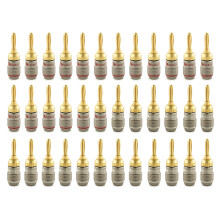 (36 Pcs (18-Pairs)) Nakamichi FanLock Excel Series 24k Gold Plated Banana Plug 10 - 18 AWG Gauge Size 4mm for Speakers Amplifier Hi-Fi Stereo Audio Cable Quick Connector