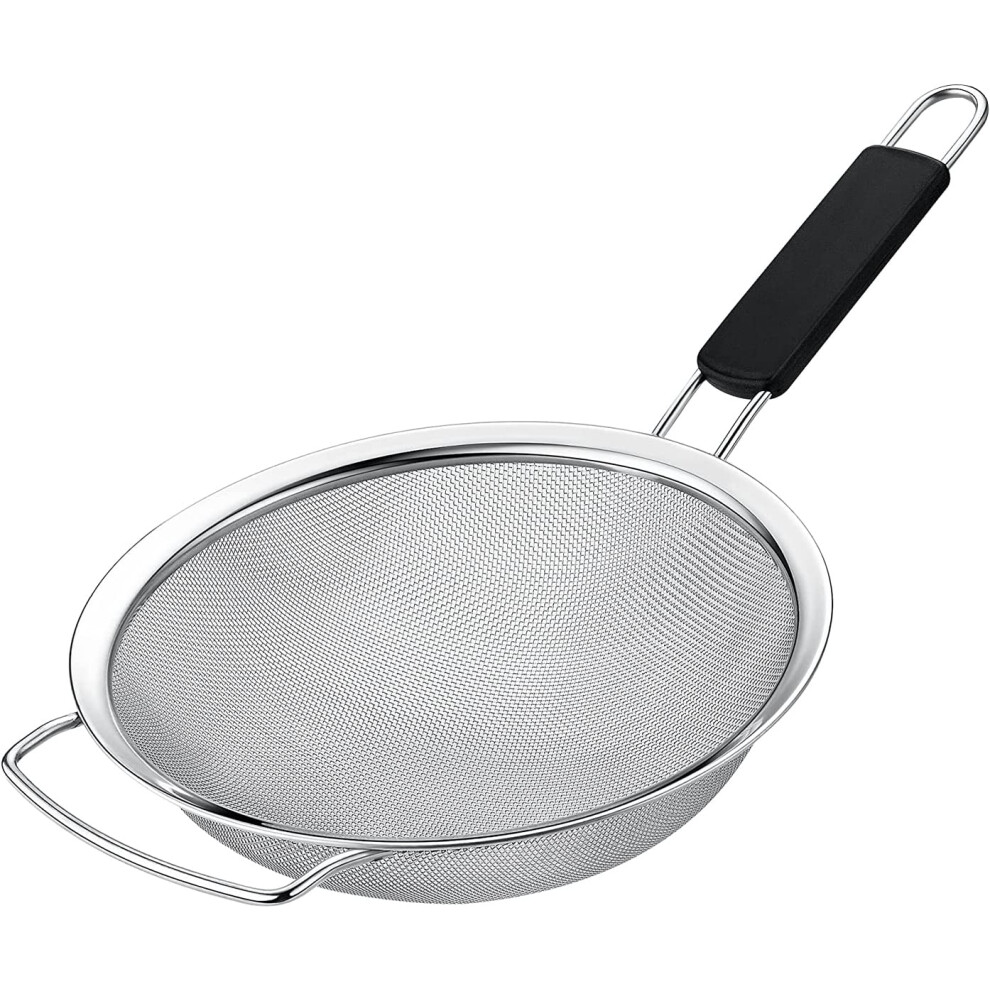 Kafoor 7"""" Fine Mesh Strainer with thermo plastic rubber handle - Sieve Fine Mesh Stainless Steel - Ideal to Strain Pasta  Quinoa and Rice.-image-OPC-PFRQWX9-NEW