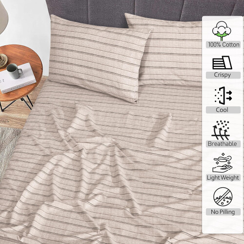 RUVANTI 100% Cotton Sheets - Crispy Cooling Percale Sheets for Split King Size Bed, Breathable & Durable Split King Sheet Set for adjustable bed, 16 I 1