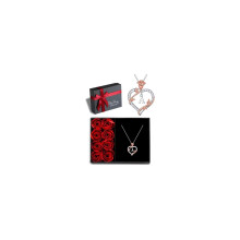 Iefil Regali Romantici per Lei con Scatola di Rose Delicata Collana con Ciondolo a Forma di Cuore con Lettera Iniziale e Rosa A per Donne Anniver