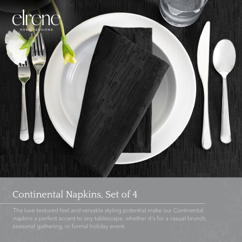ERRENE FASHIONS HOME HOMES CONTINENTAL SOLID SOLID TEXTURAT APEI ?I RESISTAN?I SETA DE 4 NEGRU 1