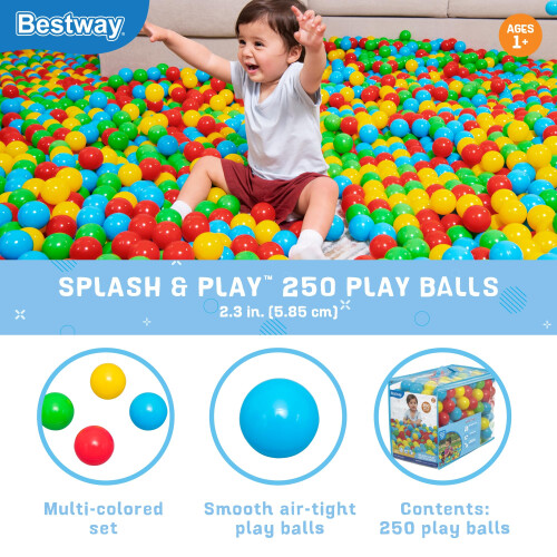 Bestway Bestway Πλαστικές Μπάλες 250τμχ | Για Εσωτερικό Παιχνίδι, Πίττες Μπάλας, Φουσκωτά 1