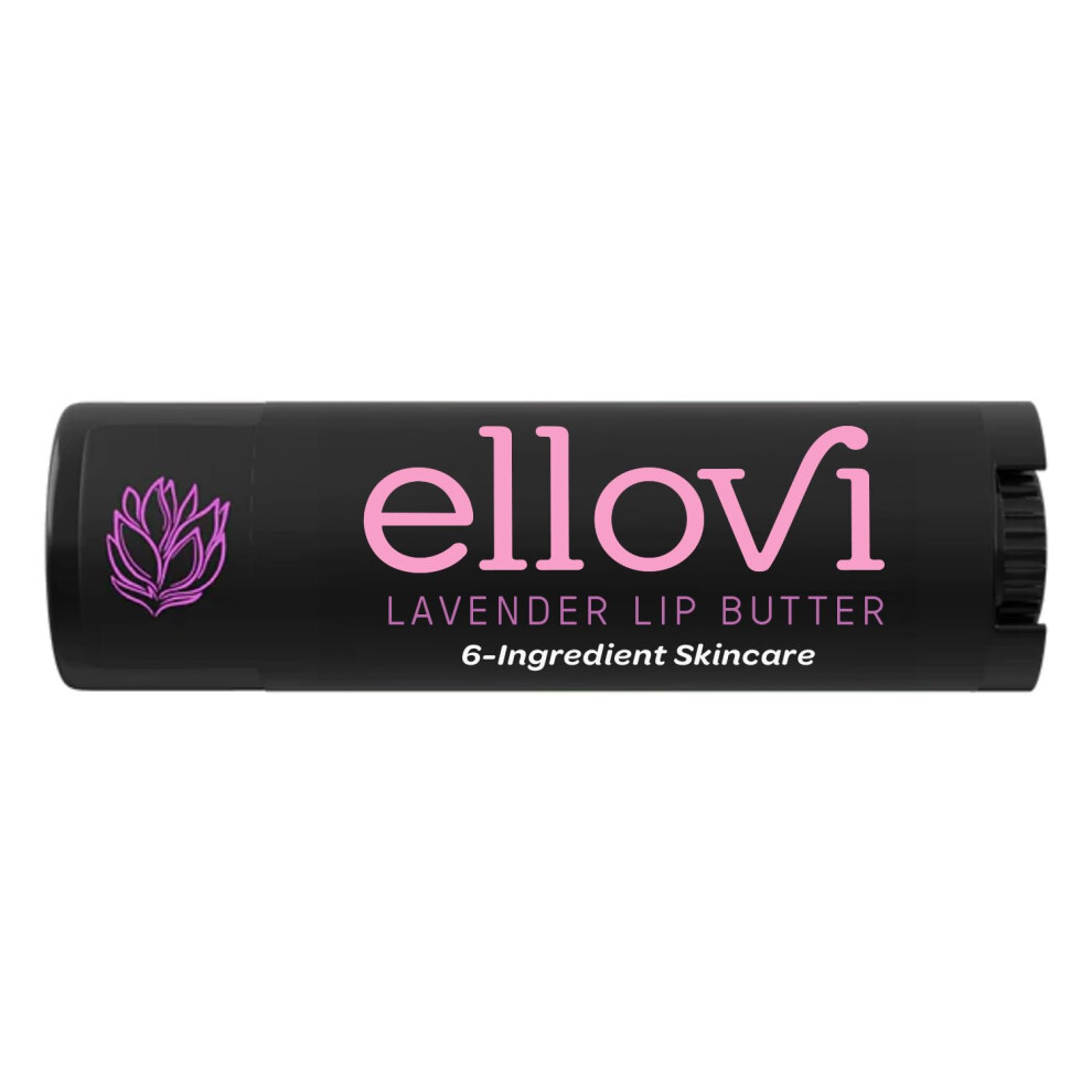 Ellovi Natural Lip Butter Lip Balm - Lavender - Pure Enough To Eat - Made With Just 6 Vegan Ingredients - 100% Natural & Organic Moisturizing Lip Care