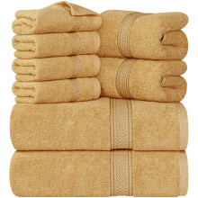 Set de Serviettes Premium Utopia 8 Pièces, 2 Serviettes de Bain, 2 Serviettes à Main et 4 Gants, 600 GSM Coton 100%