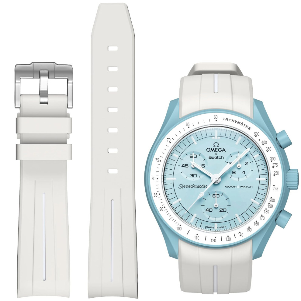 Bands for Moonswatch Watch Curved No Gap Rubber Strap Compatible with Omega X Swatch Moonswatch Speedmaster/Rolex/SEIKO 20mm Watch Swatch Omega Moonsw