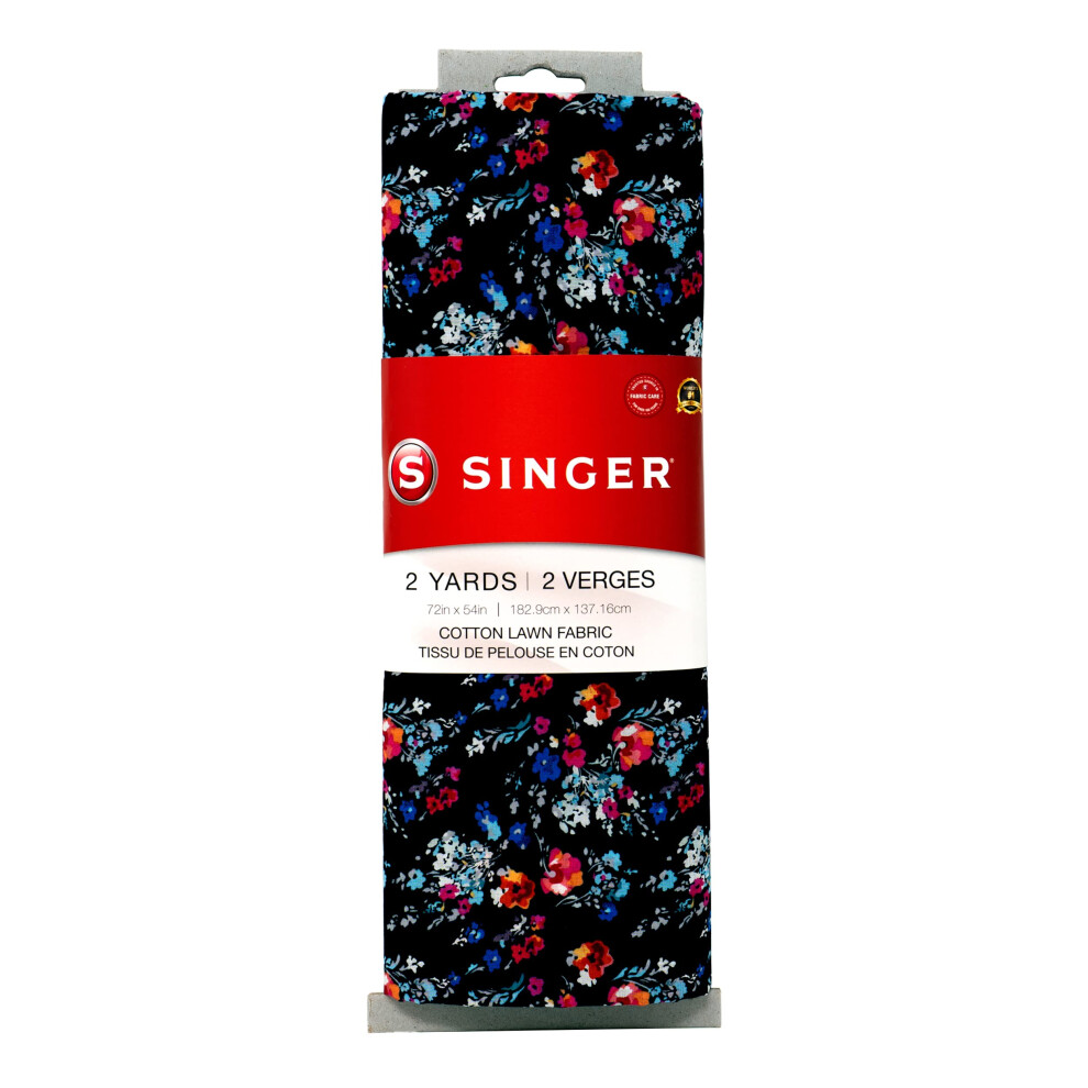 Singer Voile Print Fabric  100% Cotton Precut  54 Inches Width  Cotton Lawn  Navy Floral  2 Yard pre Cut