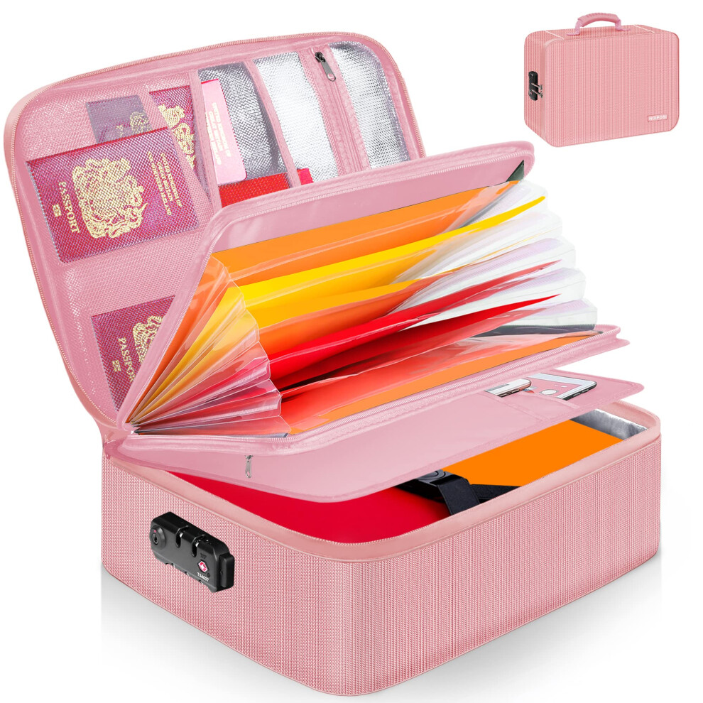 Noiposi Wazna Organizator Dokumentw Wodoodporna I Ognioodporna Pudelko Dokumentw Z 7 Kieszeniami Folder Plik Portable Home Fire Safe Pole Z Blo-image