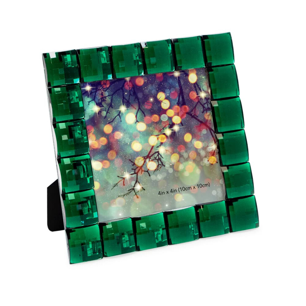 Cornice Decorativa Isaac Jacobs Con Gioiello Scintillante, Espositore Per Foto E Arredamento Per La Casa (Verde Smeraldo 4X4)-image