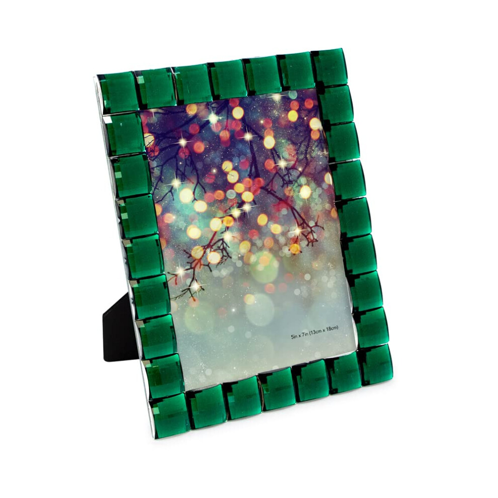 Cornice Decorativa Isaac Jacobs Con Gioiello Scintillante, Espositore Per Foto E Arredamento Per La Casa (Verde Smeraldo 5X7)-image
